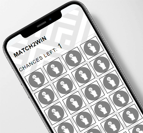 Digital Match2Win Coupon on a smartphone.