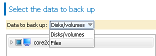 data backup selection