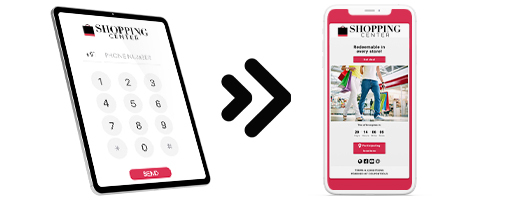 Mobile Marketing Kiosk with phone number opt-in to send Digital Coupons to your smartphone.