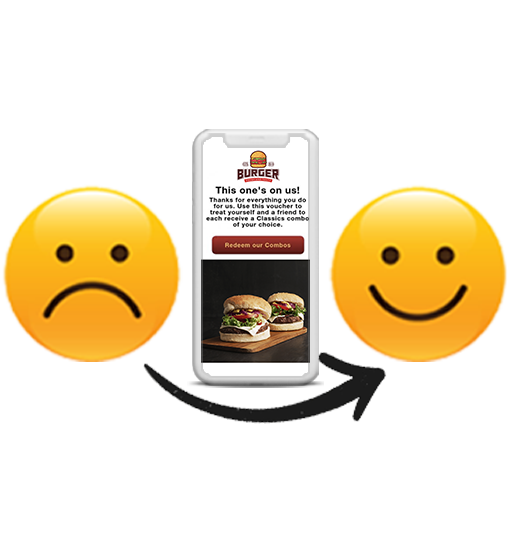 Digital Compensation Voucher to turn a sad customer into a happy customer.