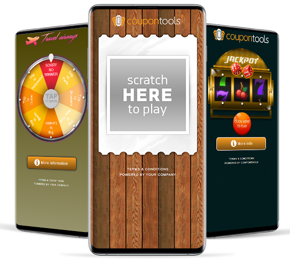 Digital Spin Wheel, Scratch & Win, and Slot Machine Coupon.